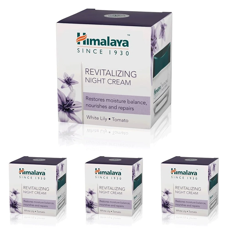Himalaya Herbals Revitalizing Night Cream to Boosts Skin Oxygen, Removes Dullness, Dark Spots, Uneven Skin Tone, Replenishes Skin Moisture Overnight, Non-Oily Face Cream -50g (Pack of 4)