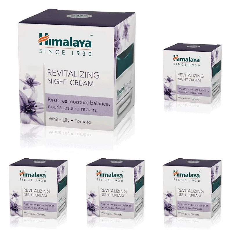 Himalaya Herbals Revitalizing Night Cream to Boosts Skin Oxygen, Removes Dullness, Dark Spots, Uneven Skin Tone, Replenishes Skin Moisture Overnight, Non-Oily Face Cream -50g (Pack of 5)