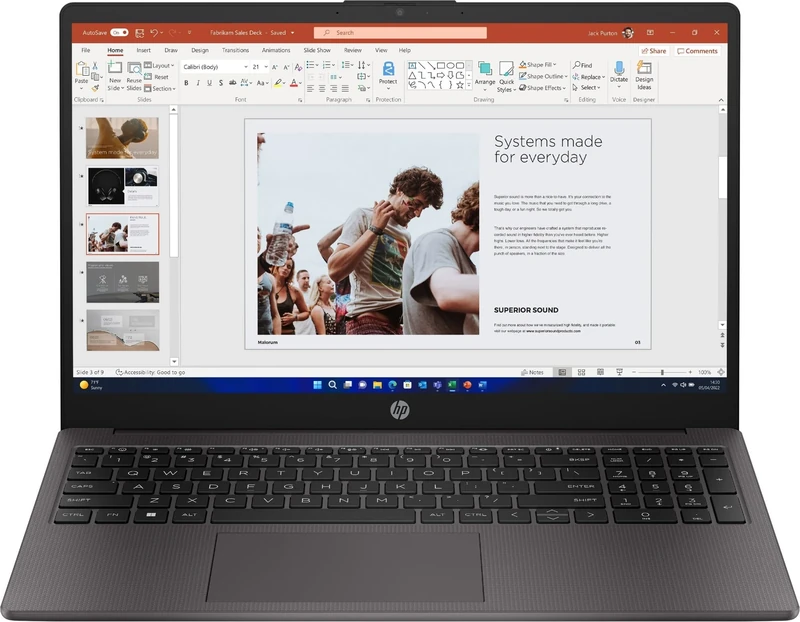 HP 250 G10 Intel Core i5-1334U Laptop 15.6" Full HD 16GB DDR4-SDRAM 512GB SSD Windows 11 Pro - Dark Ash Silver - AK9T1AT#ABU