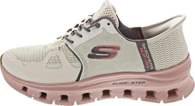 Skechers Women's Glide-Step Pro Slip-On Sneakers, Taupe Mesh/Multi Trim, 7 UK