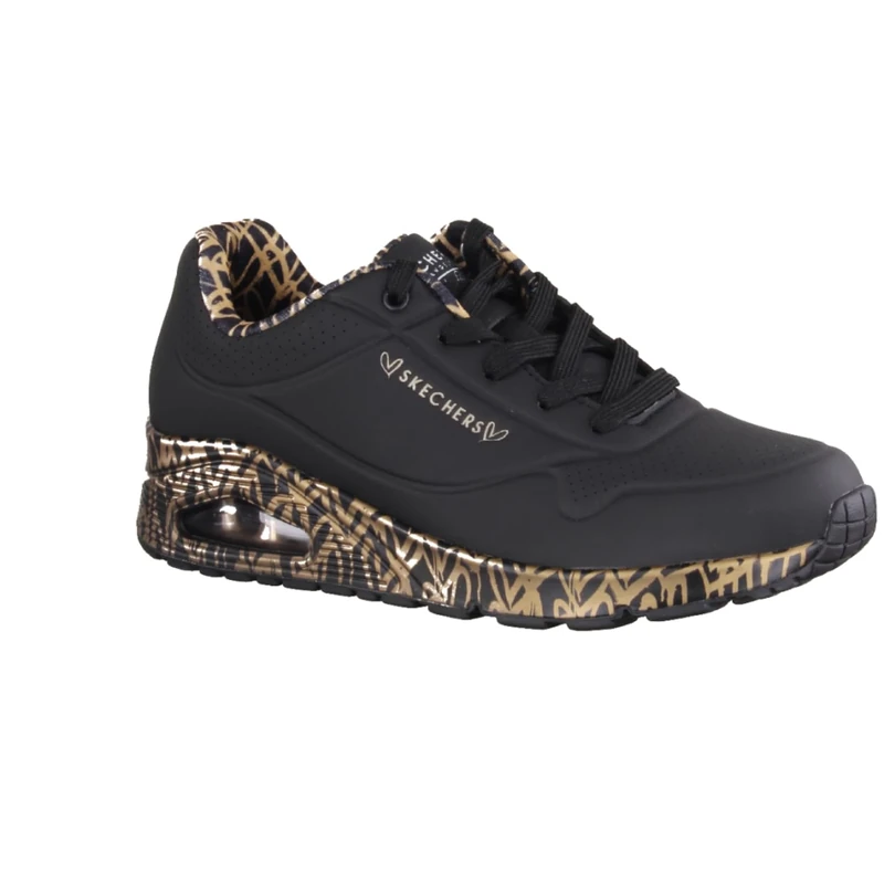 Skechers Women's Uno Love Sneaker, Black Durabuck/Rose Gold Trim, 9 UK