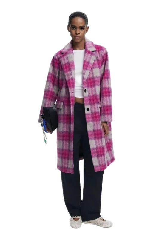 Desigual Pink Check Tartan Coat 25WWEW15