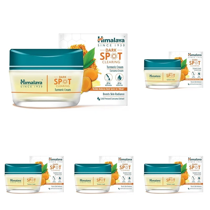 Himalaya Dark Spot Clearing Turmeric Cream |Visibly Reduces Dark Spots in 1 Week – 50g (Pack of 5)