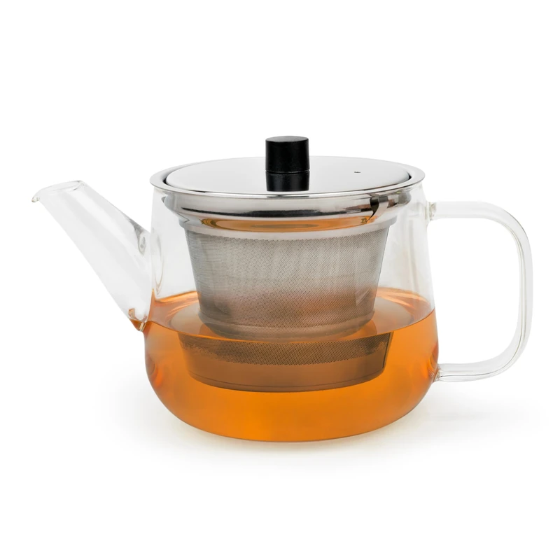 Bredemeijer Small Glass Teapot 1.1 Litre Single Wall Transparent Glass Jug for Tea with Stainless Steel Tea Filter