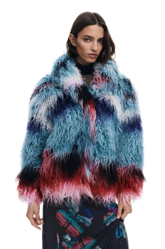 Desigual Cloud Lacroix Shaggy Faux Fur Jacket designed by Mr Christian Lacroix 25WWEW02