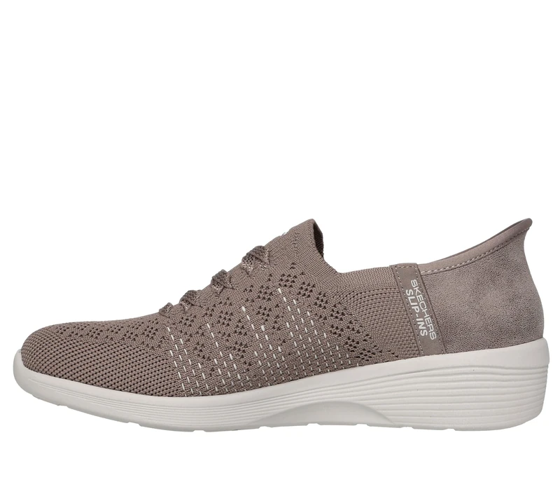 Skechers Women's Arya Swiftly Slip-On Sneakers, Dark Taupe Knit, 6 UK