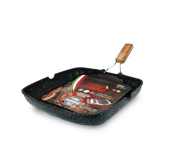 Sicignano Grill Pan 28 x 28 x 4h cm Folding Handle BBQ