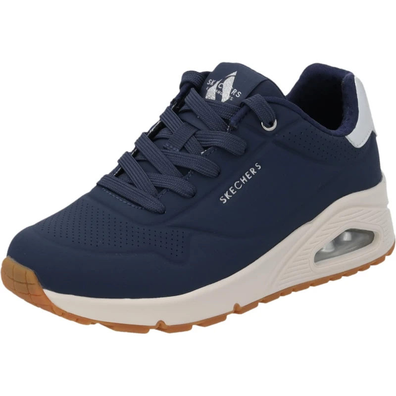 Skechers Women's Uno Golden Air Sneaker, Navy Durabuck/Silver Trim, 6 UK