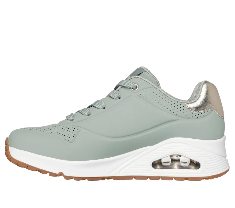 Skechers Women's Uno Golden Air Sneaker, Sage Durabuck/Silver Trim, 3.5 UK