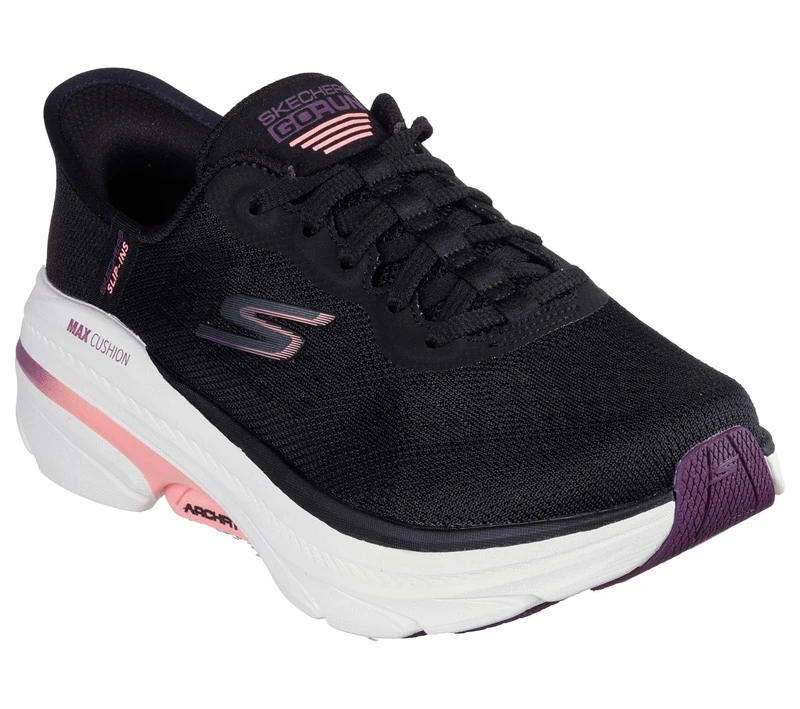 Skechers Women's Max Cushioning Arch Fit 2.0 Antilles Slip-On Sneakers, Black Textile/Pink Trim, 4 UK