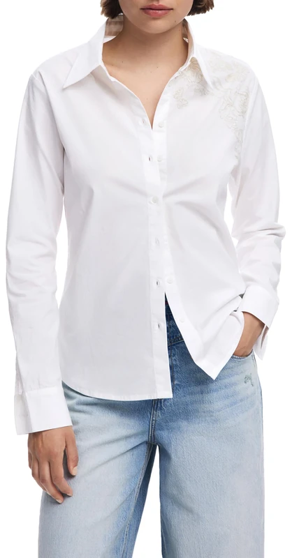 Desigual CAM_BROIDFLO, 1001 RAW, XS White
