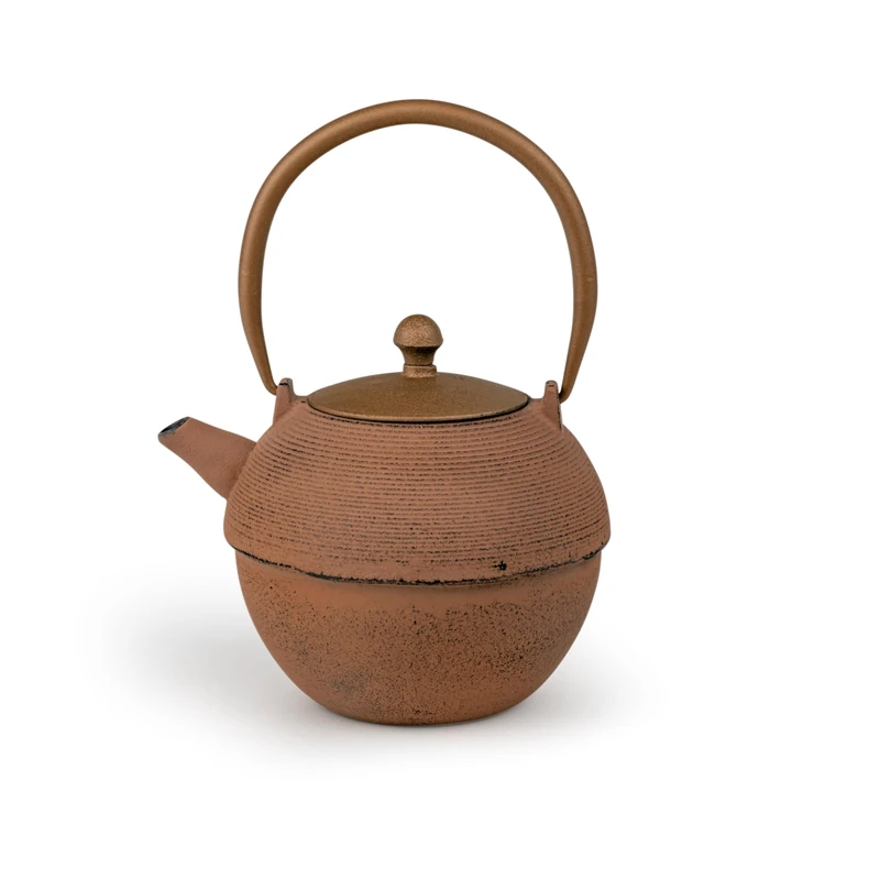 Large Inductive Cast Teapot 1.2 litres – Brown Asian Cast Jug with Handle & Stainless Steel Tea Filter Strainer Insert – Ideal for Loose Teas
