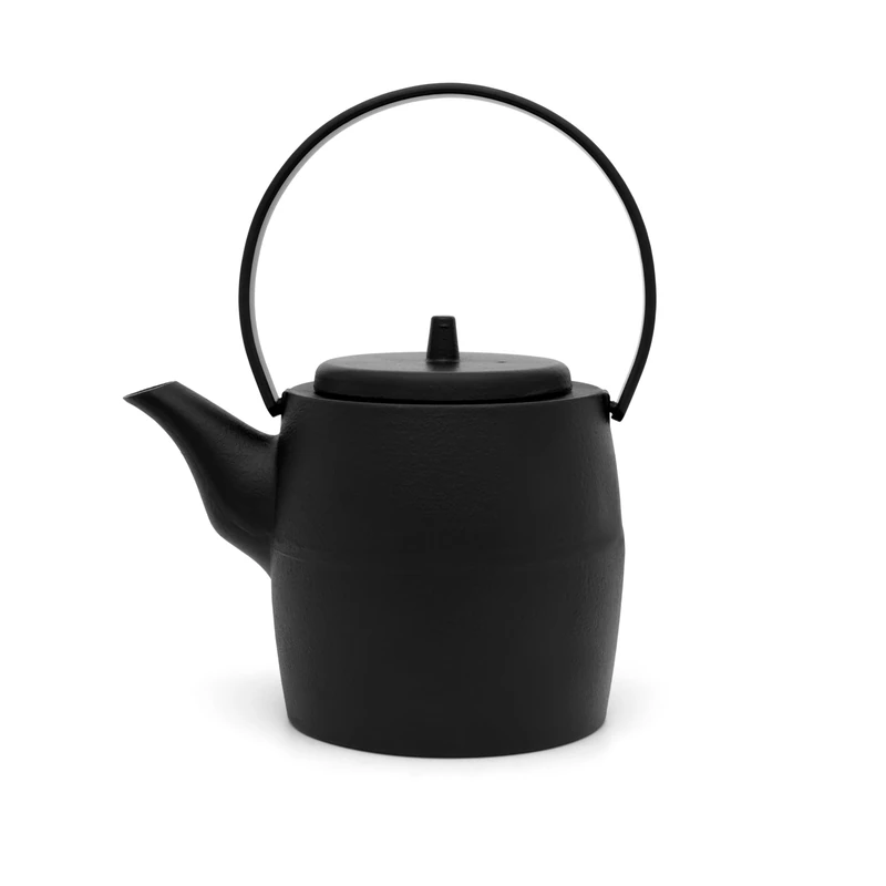 Bredemeijer Asian Black Cast Teapot Induction 1.2 litres - Large Enamelled Cast Iron Jug with Stainless Steel Tea Filter Insert