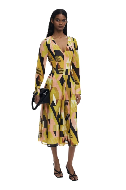 Desigual Geometrica Lacroix Midi Dress by Mr Christian Lacroix 25WWVW28 Green