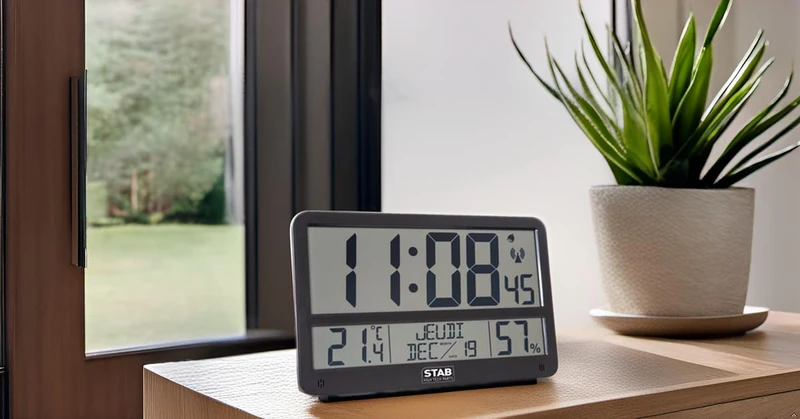 STAB HIGH TECH PARTS ST-DAT2 Radio Controlled Digital Clock, Acrylonitrile Butadiene Styrene (ABS), Black, Grand - Image 1