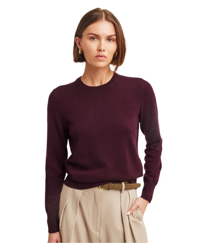 NAADAM Women's The Original Cashmere Crewneck Sweater, Plum, XL - Image 1