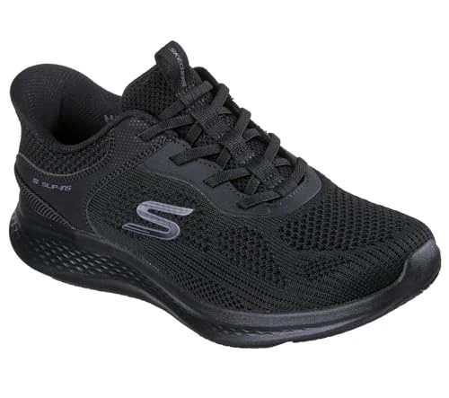 Skechers Women's Skech-Lite Pro 2.0 Smooth Current Slip-On Sneakers, Black Knit, 3.5 UK