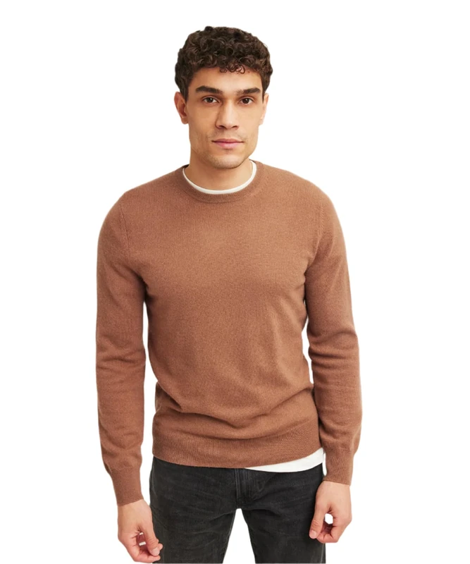 NAADAM Men's The Original Cashmere Crewneck Sweater, Caramel Brown, S