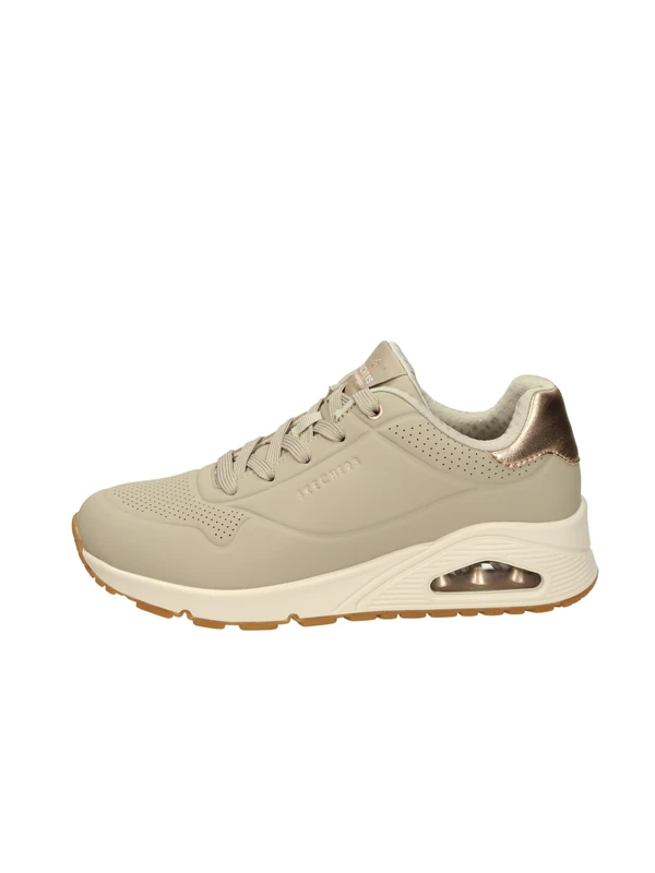 Skechers Women's Uno Golden Air Sneaker, Taupe Durabuck/Silver Trim, 8 UK