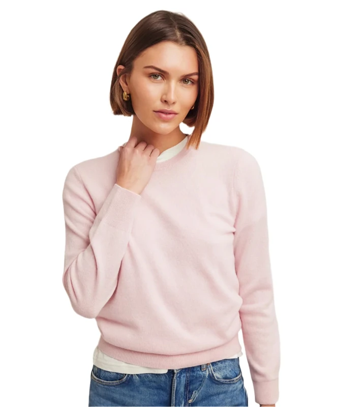 NAADAM Women's The Original Cashmere Crewneck Sweater Pullover, Pale Pink, S