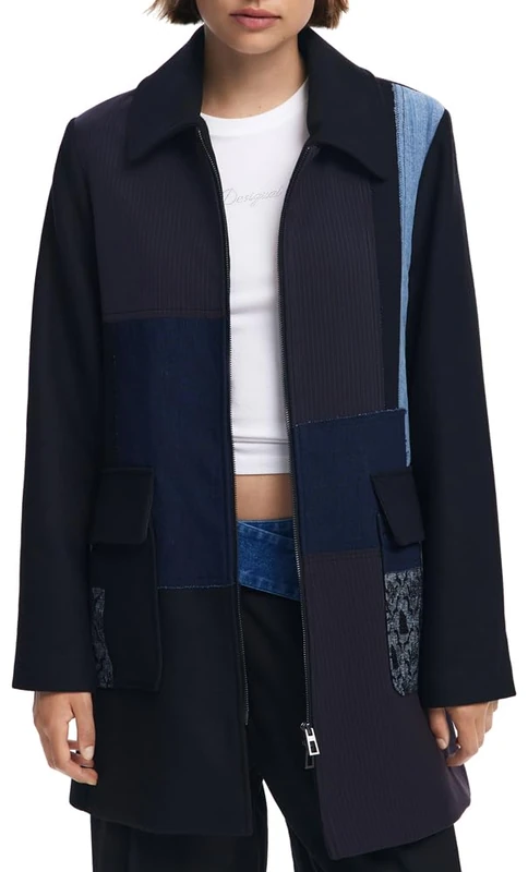 Desigual COAT_PATCH 2000 BLACK - Patchwork Style Chef Jacket