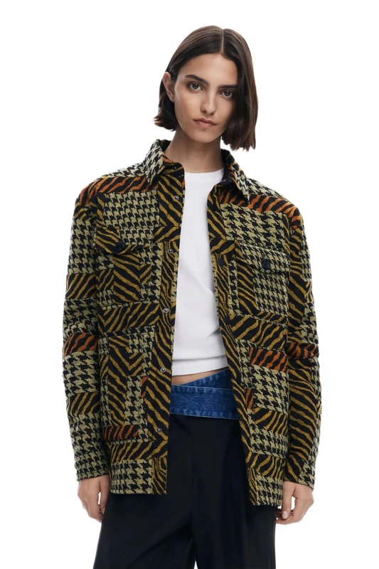 Desigual Houndstooth Lacroix Jacket Designed by Mr Christian Lacroix 25WWEW03 Yellow - Image 1
