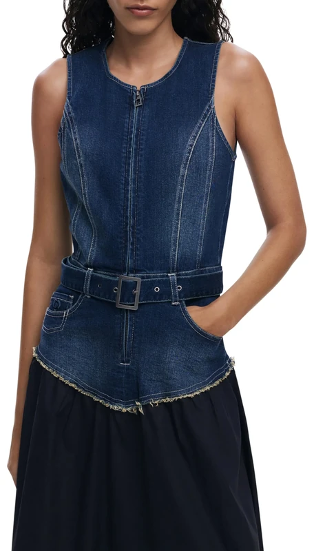 Vest_POPLIN, 5053 Denim Medium WASH, L