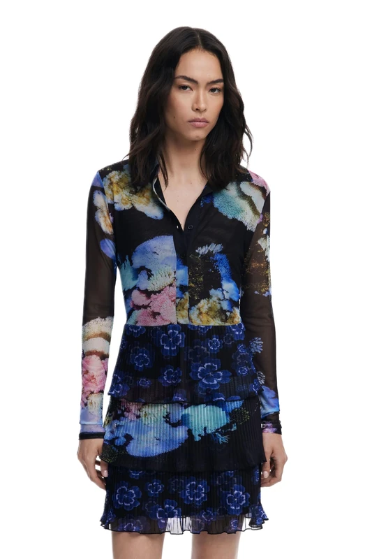 Desigual Coral Lacroix Ruffle Skirt Chiffon Dress by Mr Christian Lacroix 25WWVK10