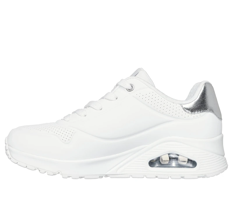 Skechers Women's Uno Golden Air Sneaker, White Durabuck/Silver Trim, 5 UK