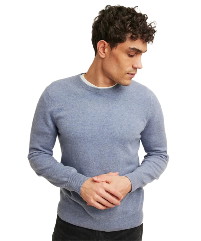 NAADAM Men's The Original Cashmere Crewneck Sweater Pullover, mid-Blue, XL