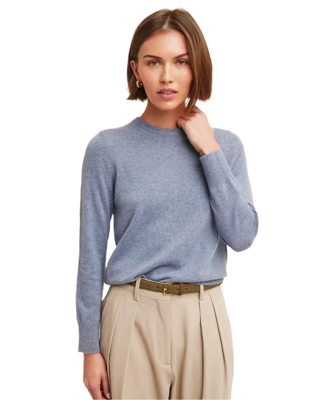 NAADAM Women's The Original Cashmere Crewneck Sweater, Mid-Blue, S