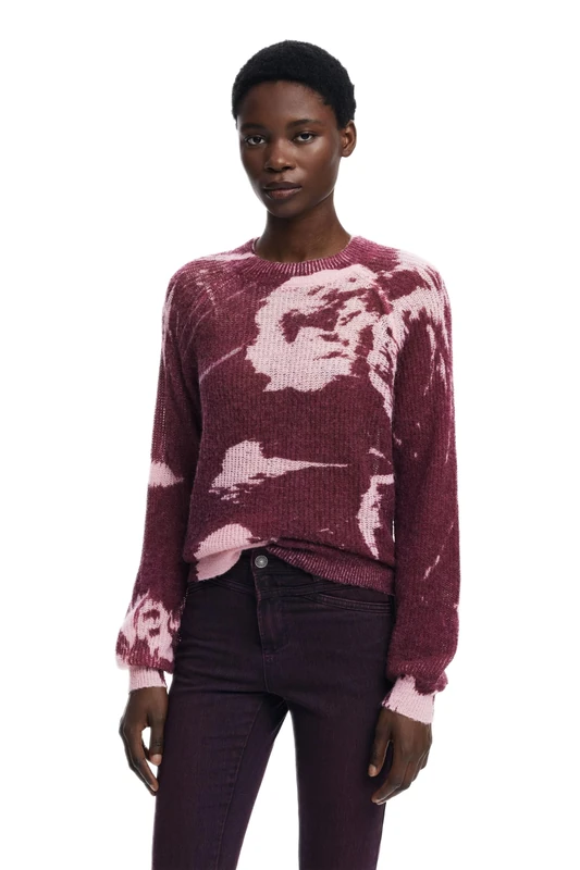 Desigual Hyder Arty Texture Two-Tone Sweater 25WWJF31 Red
