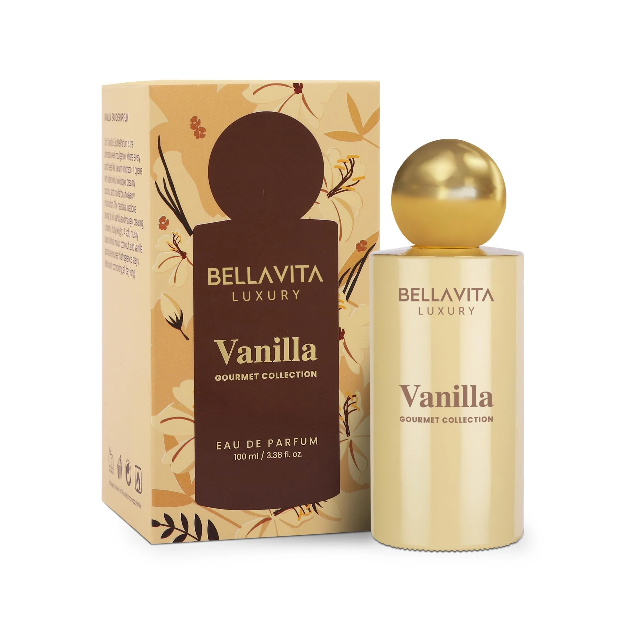 Bellavita Luxury Gourmet Gourmand Collection VANILLA Eau de Parfum | 100 ml | Unisex Perfume for Men and Women | Gift choice for Birthday and Anniversary