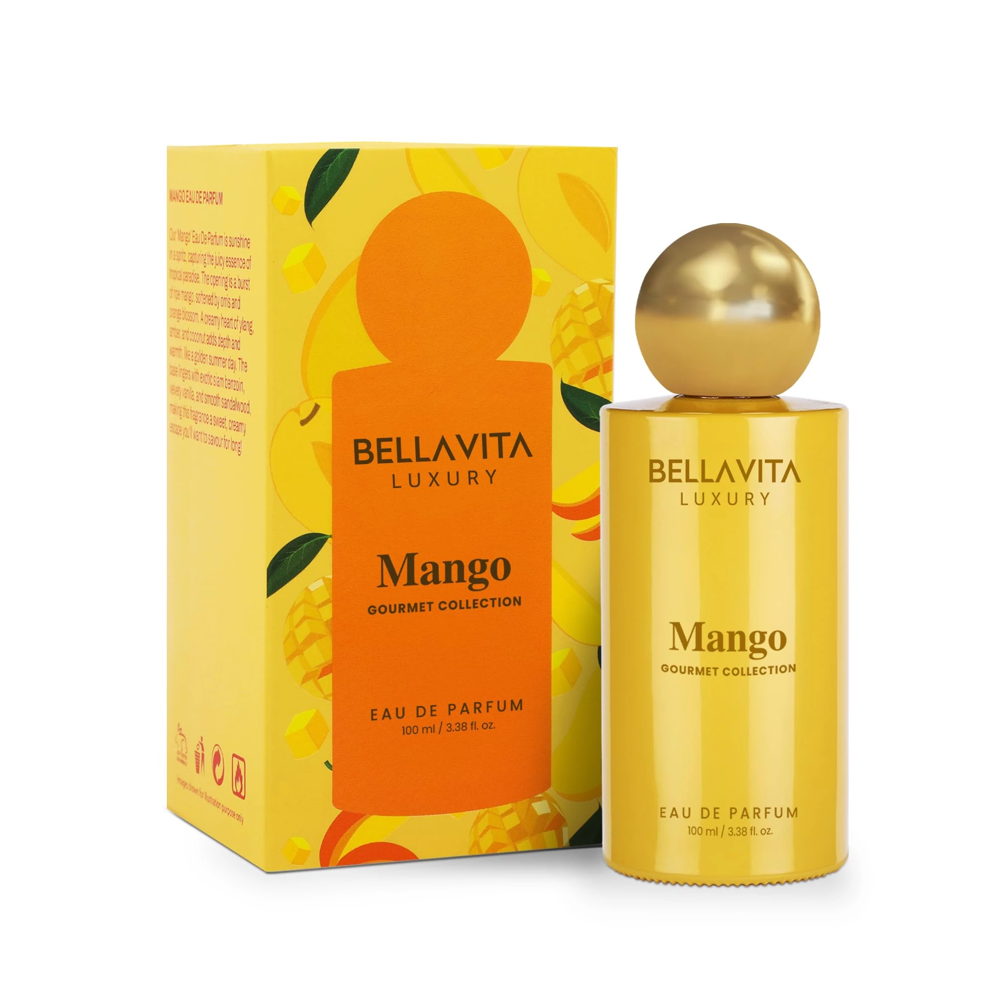 Bellavita Luxury Gourmet Gourmand Collection MANGO Eau de Parfum | 100 ml | Unisex Perfume for Men and Women | Gift choice for Birthday and Anniversary