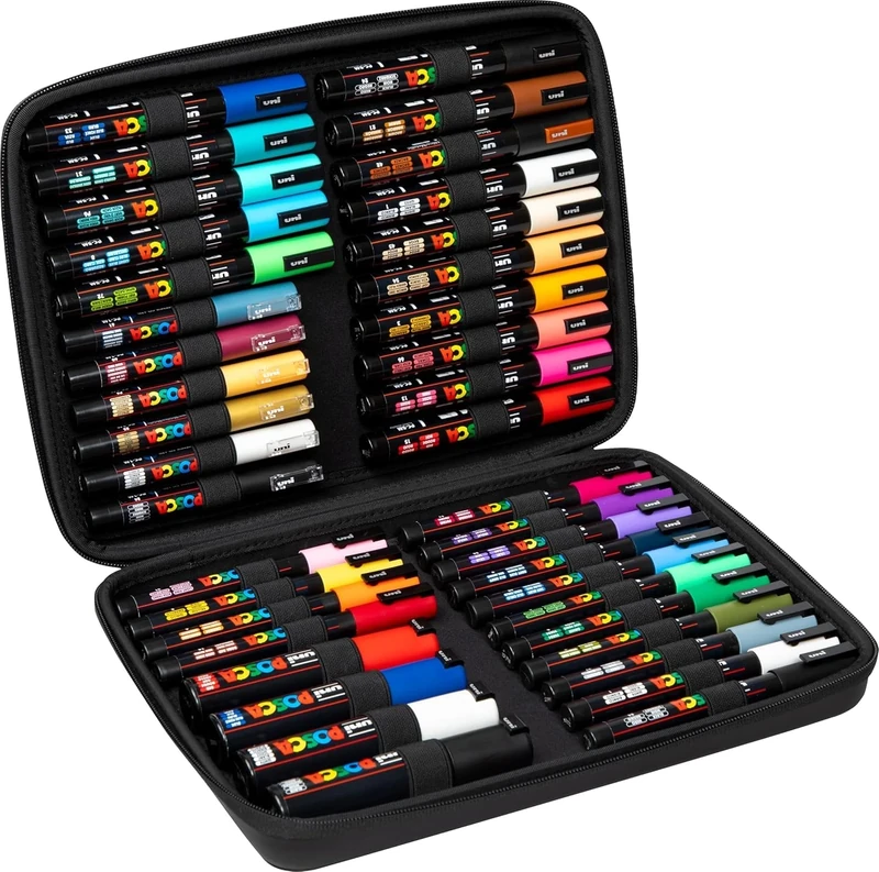 Posca Paint Pens, Permanent Markers, Water-Based, Ideal for Rock Painting, Canvas, Glass, Wood, Metal, Fabric, Colouring, Arts and Crafts for Kids and Adults, Fade Resistant (Assorted - 40 Piece)