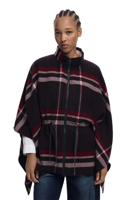 Desigual Poncho Checks Aldama Tartan Fabric Poncho 25WAIA11