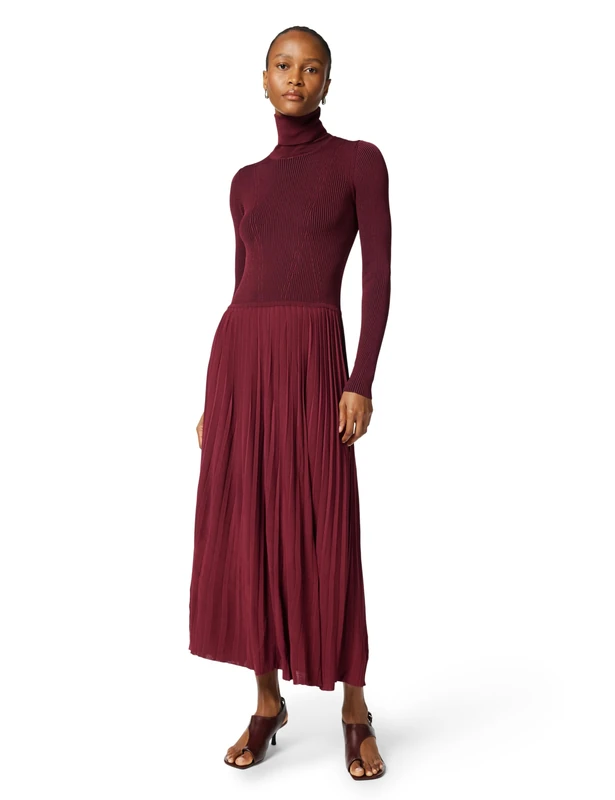 Desigual Vest_SIGRITT 3032 Garnet Red Turtleneck Dress