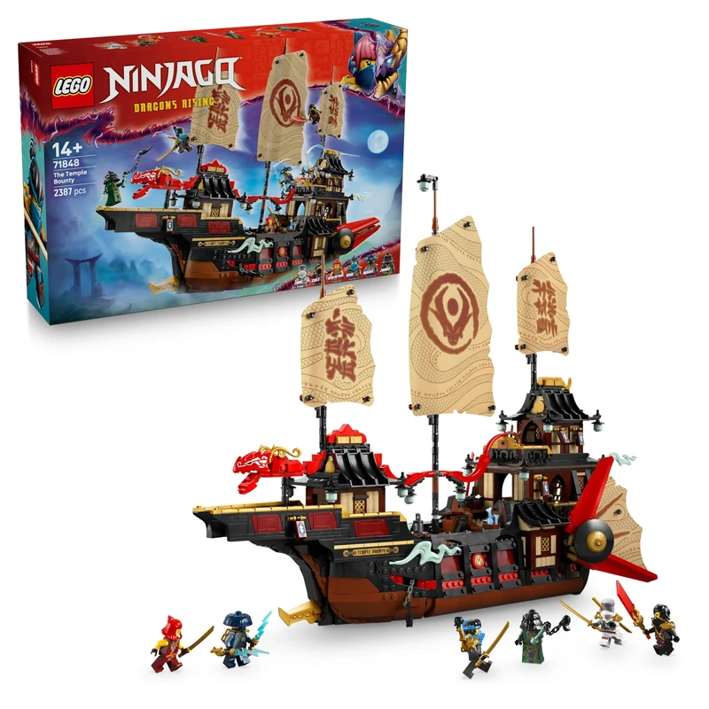 LEGO NINJAGO The Temple Bounty - Interactive Boat Toy with Movable Sails, plus 6 Minifigures Incl. Cole Zane & Nya - Gift for 14+ Boys & Teenage Dragons Rising Fans - 71848