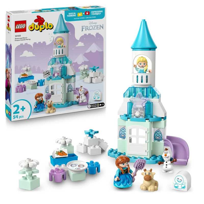 LEGO DUPLO│Disney Anna and Elsa's Frozen Castle Party - Educational Toy with 5 Figures Incl. Olaf & Baby Sven, plus a Light Brick - Gift for 2+ Year Old Toddlers, Girls & Boys - 10455