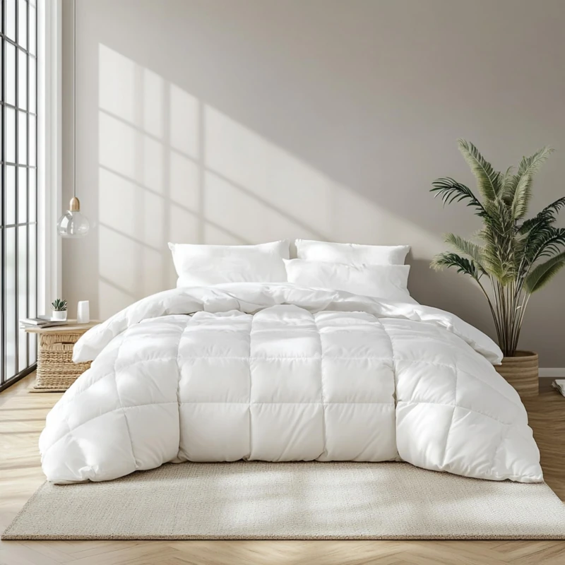 Beautyrest Luxury Hotel Collection King Size White Goose Feather Down Fiber Comforter,Ultra-Soft 100% Cotton Breathable Down Comforter Fluffy Duvet Insert,Light Warmth/King(106"x90") - Image 1