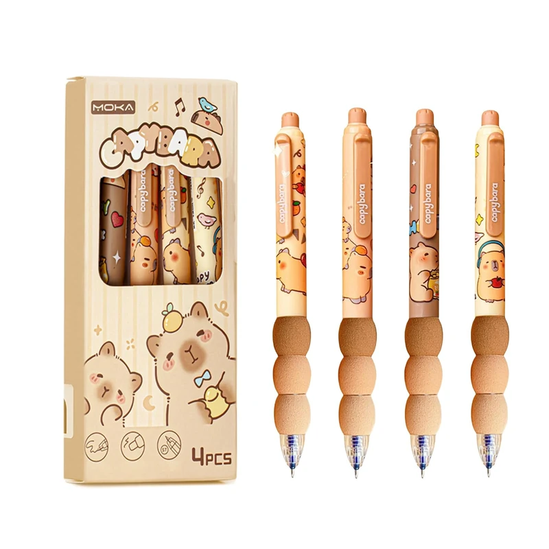 FloralGrace 4 Pack Capybara Erasable Gel Pens - 0.5mm Blue Ink