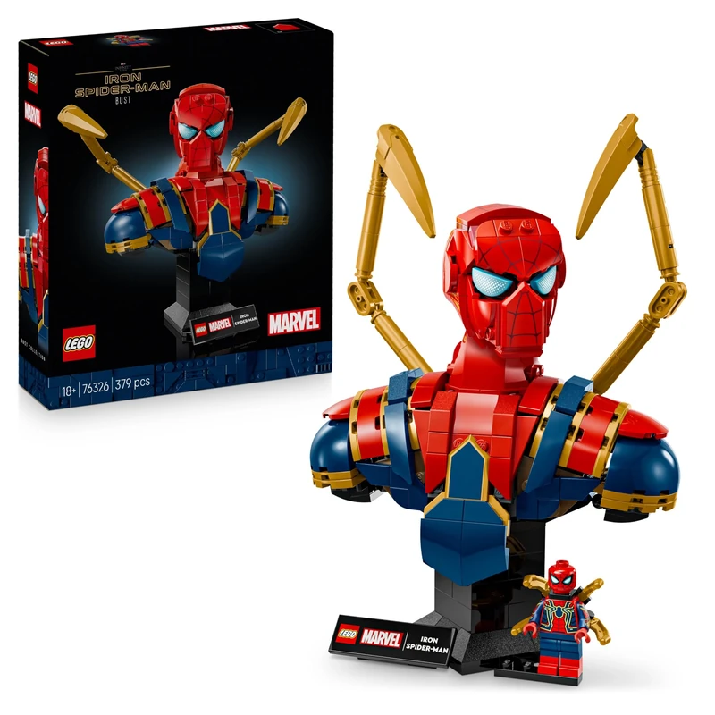 LEGO Marvel Iron Spider-Man Bust - Display Model Building Set for Adults incl. 2 Movable Arms, a Rotating Head & a Super Hero Minifigure - Collectible Avengers Gift for Fans - 76326