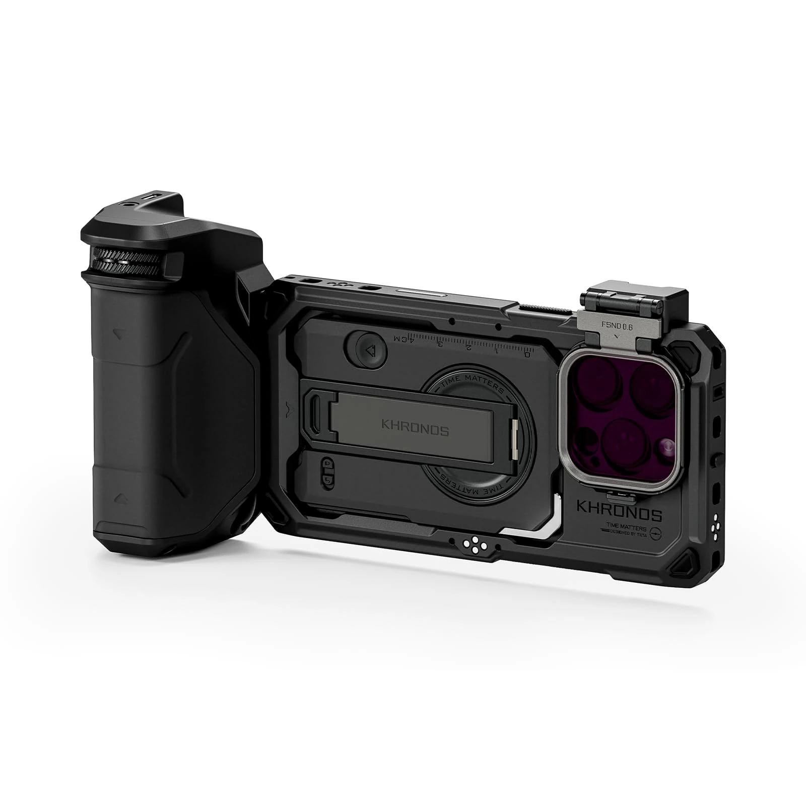 TILTA Khronos Phone Cage Compatible with iPhone 16 Pro with Focus PD Handle, Quick Release Filter Tray and Magnetic FSND Filter Handheld Kit - Black TK-IP16-PA-B