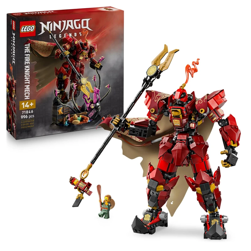 LEGO Ninjago The Fire Knight Mech Toy - Monstrosity Building Set with a Posable Figure, 2 Minifigures & a Sea Monster on a Display Stand - Birthday Gift for 14+ Year Old Boys and Teenagers - 71846