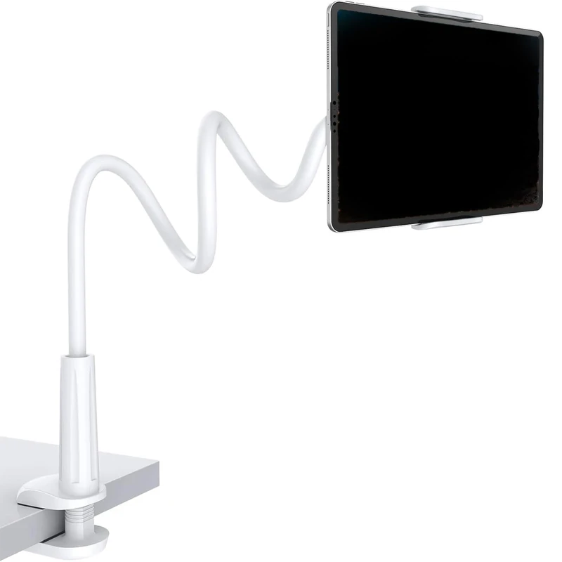 TUBAWD Kindle Holder, Kindle Stand, Gooseneck Tablet Holder White Bed Release Your Hands Beautiful and Practical Computer Stand for Home and Office (White (B))
