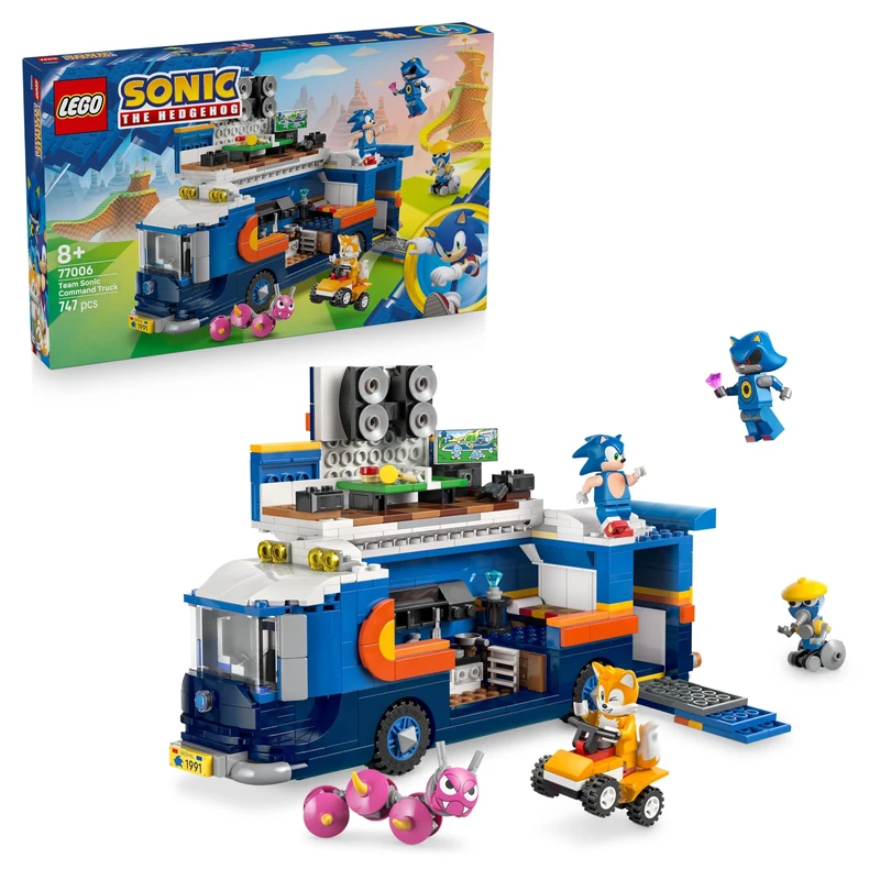 LEGO Sonic the Hedgehog Team Sonic Command Truck Toy - Interactive Set with an ATV Car & 5 Figures incl. Tails - Gift for 8+ Year Old Boys, Girls & Gaming Fans - 77006