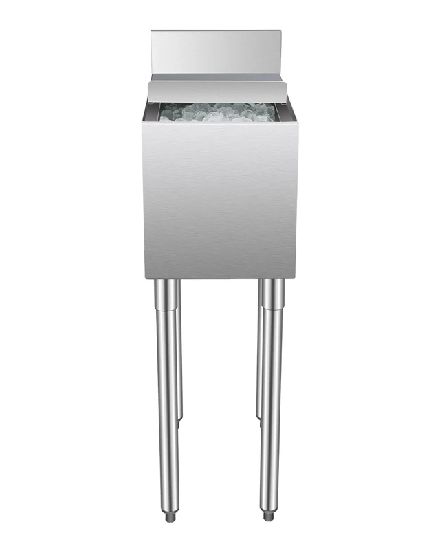 VEVOR Commercial Ice Bin, 28 L Underbar Ice Bin, 12 x 19 x 37 in Stainless Steel Ice Chest with Sliding Lid, Bottle Holders, Adjustable Bullet Feet, Cooler Cart Cocktail Unit for Bar Restaurant Pub