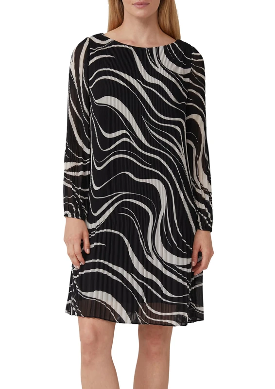 s.Oliver Schwarz LABEL Women's Pleated Dress, 99a3, 12