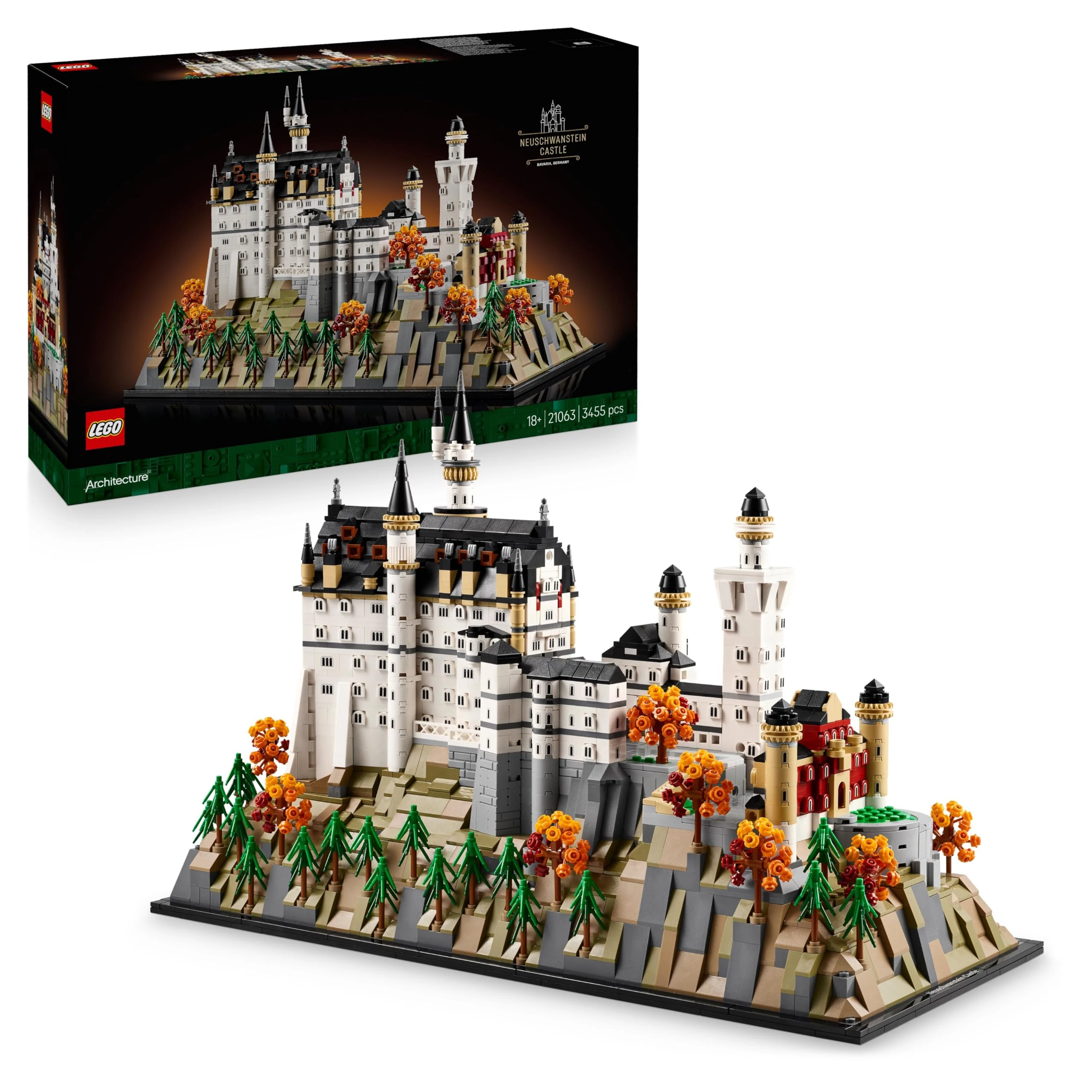LEGO Architecture Neuschwanstein Castle - DIY Display Model Kit for Adults - incl. Towers, Courtyards & a Detailed Interior - History Gift for Fans - 21063