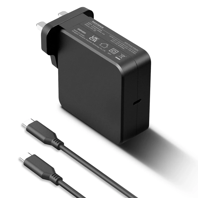 NEEWER PD 100W USB C Charger with 100W USB C Fast Charging Cable, GaN Fast Wall Charger AC Power Adapter for NEEWER HB80C HS60B HS60C Video lights V Mount Batteries NP-F Chargers, PD200W0500G4B